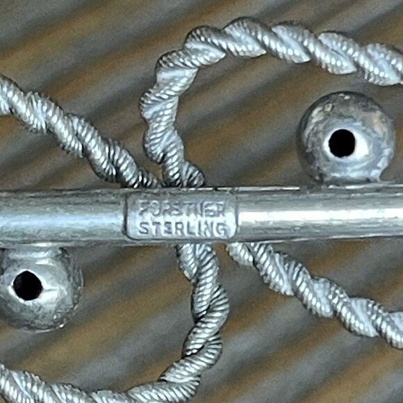 Vintage Forstner Sterling Silver Signed Abstract Rope Swirl Bar Pin Brooch 3.8g - Picture 2 of 6